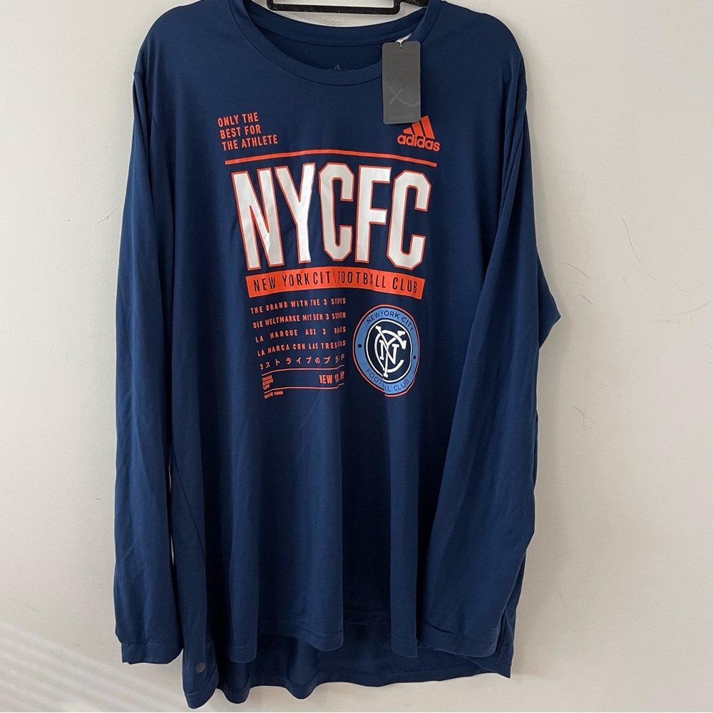 Men’s Adidas New York City FC DNA Navy Long Sleeve Shirt Size 2XL
